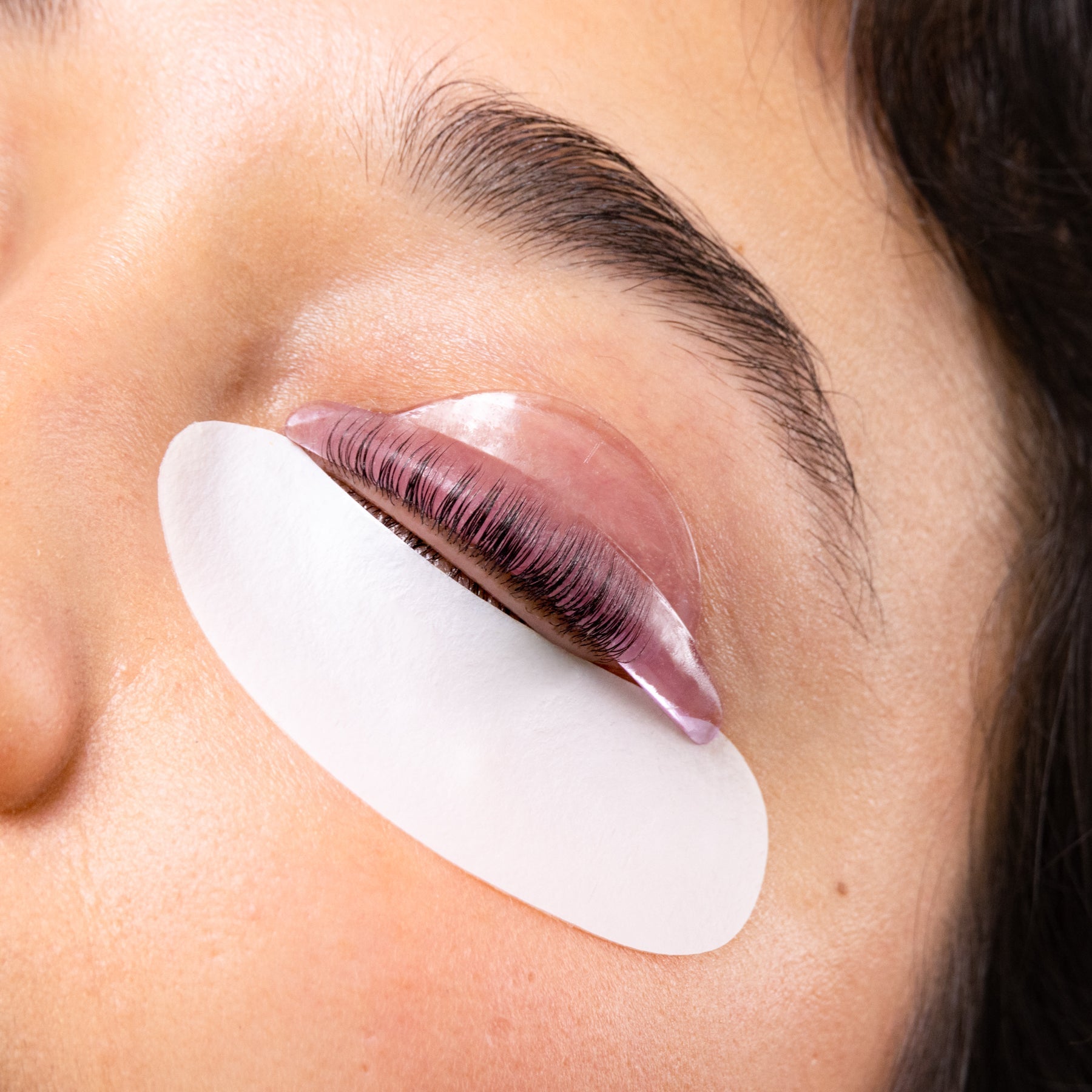 Lash Lift Shields - Violet Visors on a model,