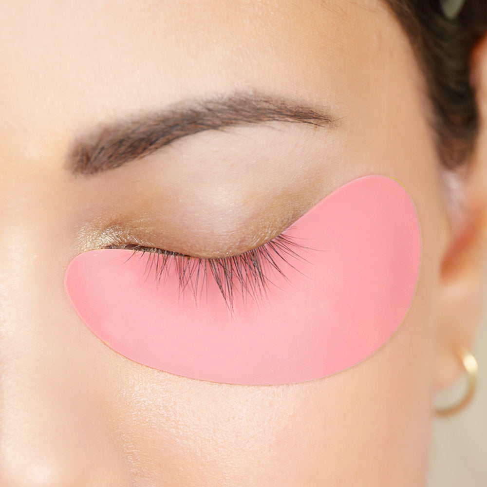 Reusable Silicone Under Eye Pad on model's eye.