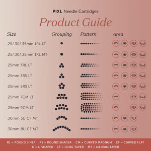 Cartouches d’aiguilles Tina Davies PIXL 0,35 mm 1 Round Liner (1RL) – taper moyen