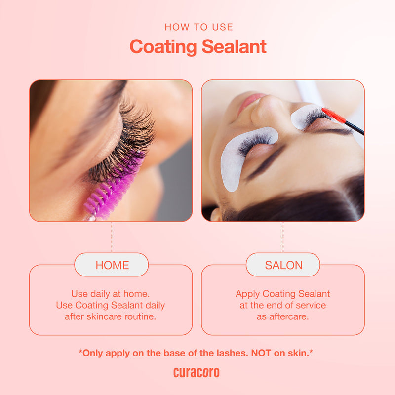 Apply LLBA Coating Sealant daily after skincare at home or as salon aftercare to protect and extend lash extensions.