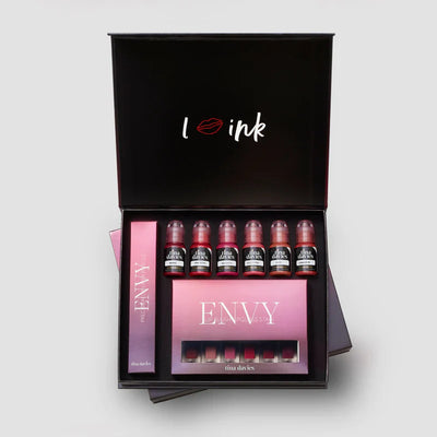 Complete Kit with Matching Lip Pencils and Lip Blush Stains - products displayed in box