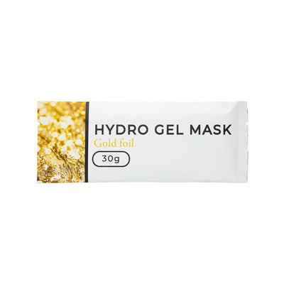 Hydro Gel Mask Gold Foil, 30g packaging, on a white background. 