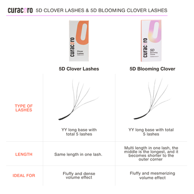 Comparison Chart for 5D Clover Lashes and 5D Blooming Clover