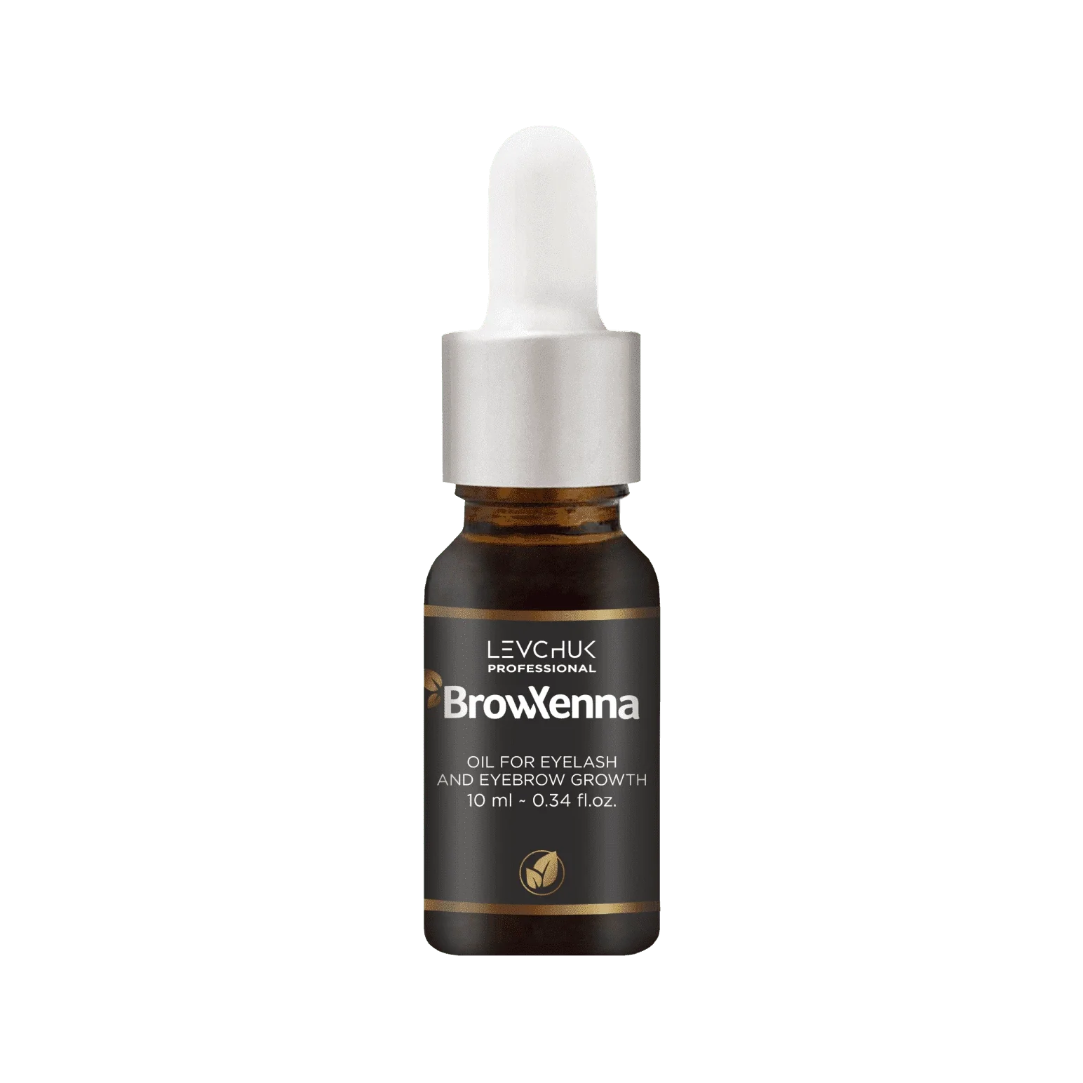 BrowXenna® Oil for eyelash and eyebrow growth, 10 ml bottle displayed