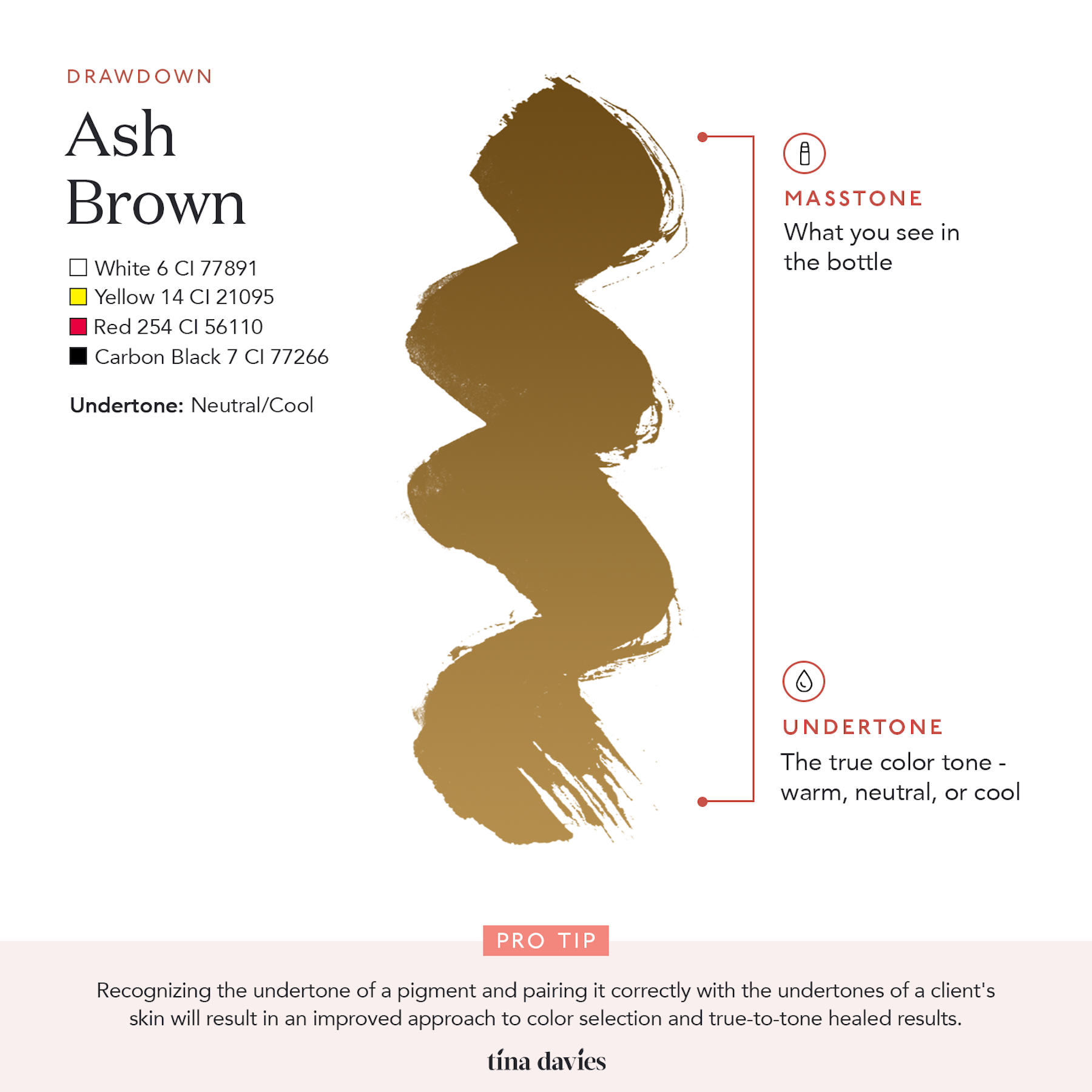 Ash Brown Brow Pigment showing undertone for recognition