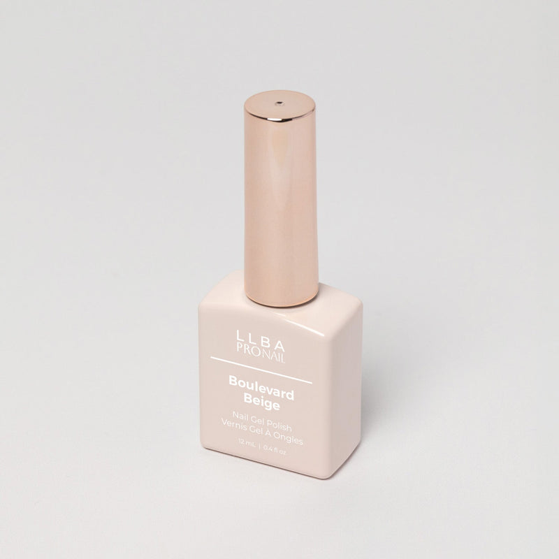 LLBA Boulevard Beige Gel Polish bottle on a light background.