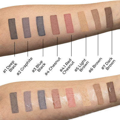 Bronsun dye product swatches on arms. 