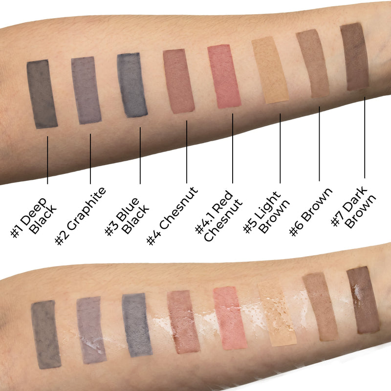 Bronsun dye product swatches on arms. 