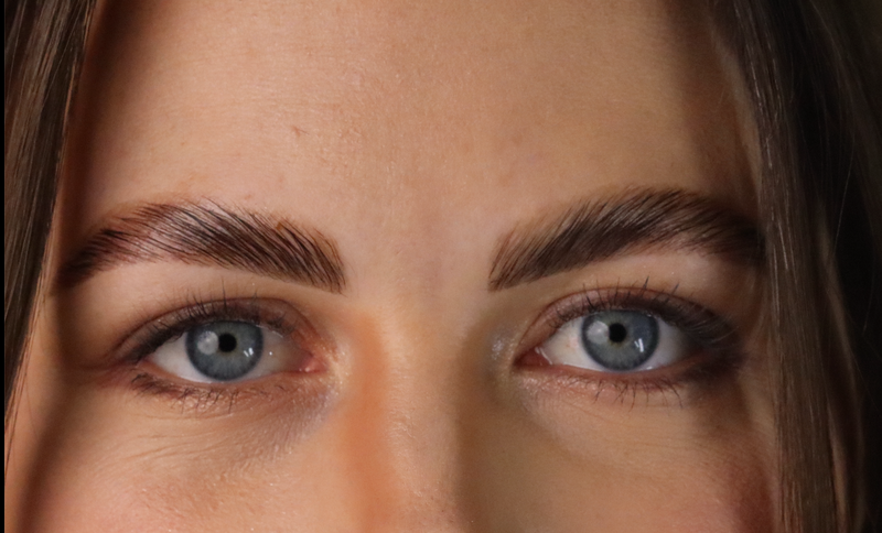 Laminated brows after nourishing serum treatment.