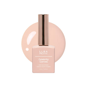LLBA Celebrity Canvas Gel Polish bottle with a white background and a glossy paint blob.