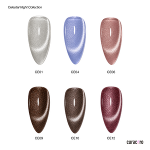 Celestial Night - Collection de gels Cat Eye pour ongles (6 couleurs / 15 ml chacune)