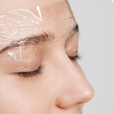 Clear plastic wrap for brow lamination