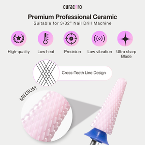 Fraise pour ongles en céramique - Gros cône – Grain moyen, 3/32"