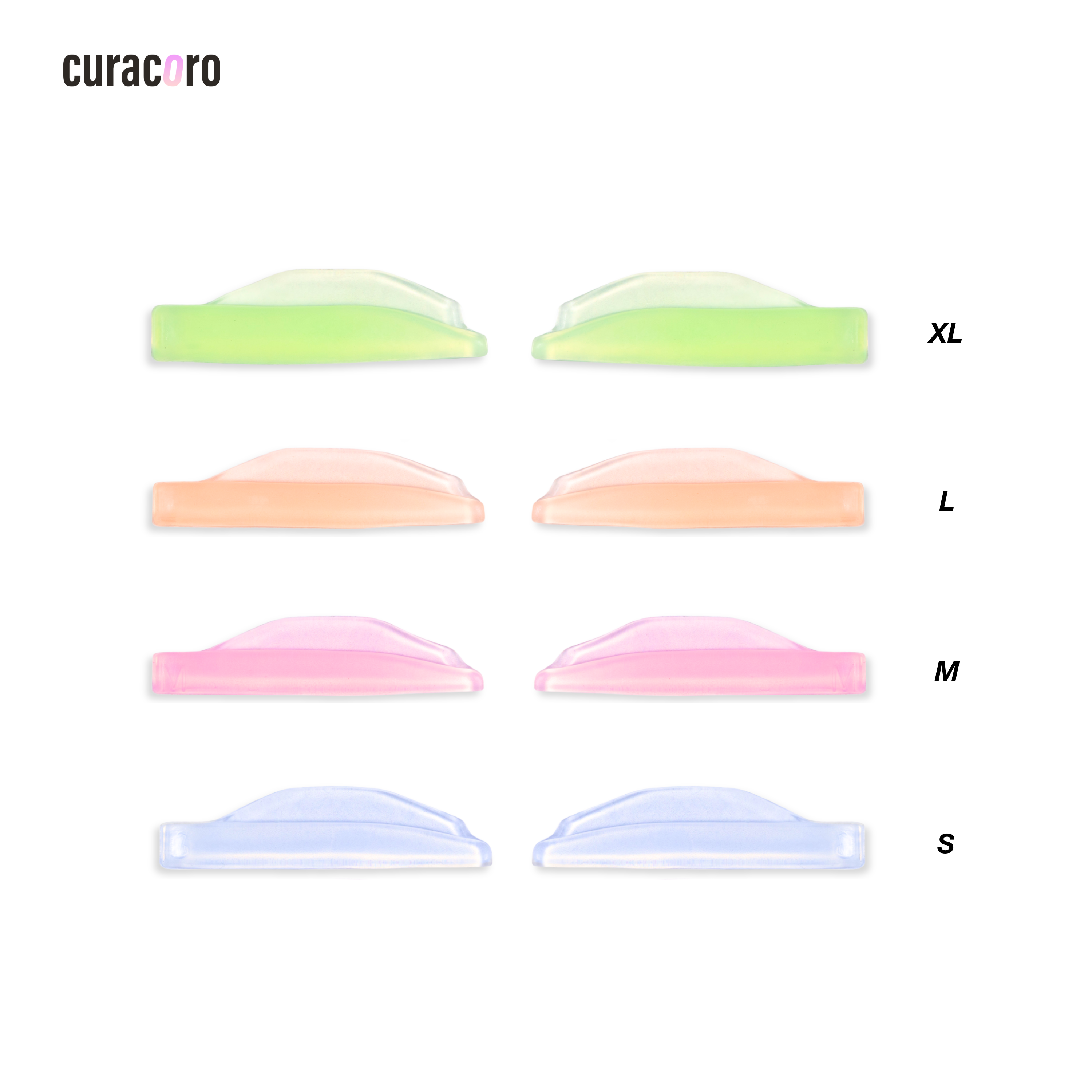 Love Jelly Hybrid Lash Lift Shields - 4 Color-Coded Pairs | Curacoro