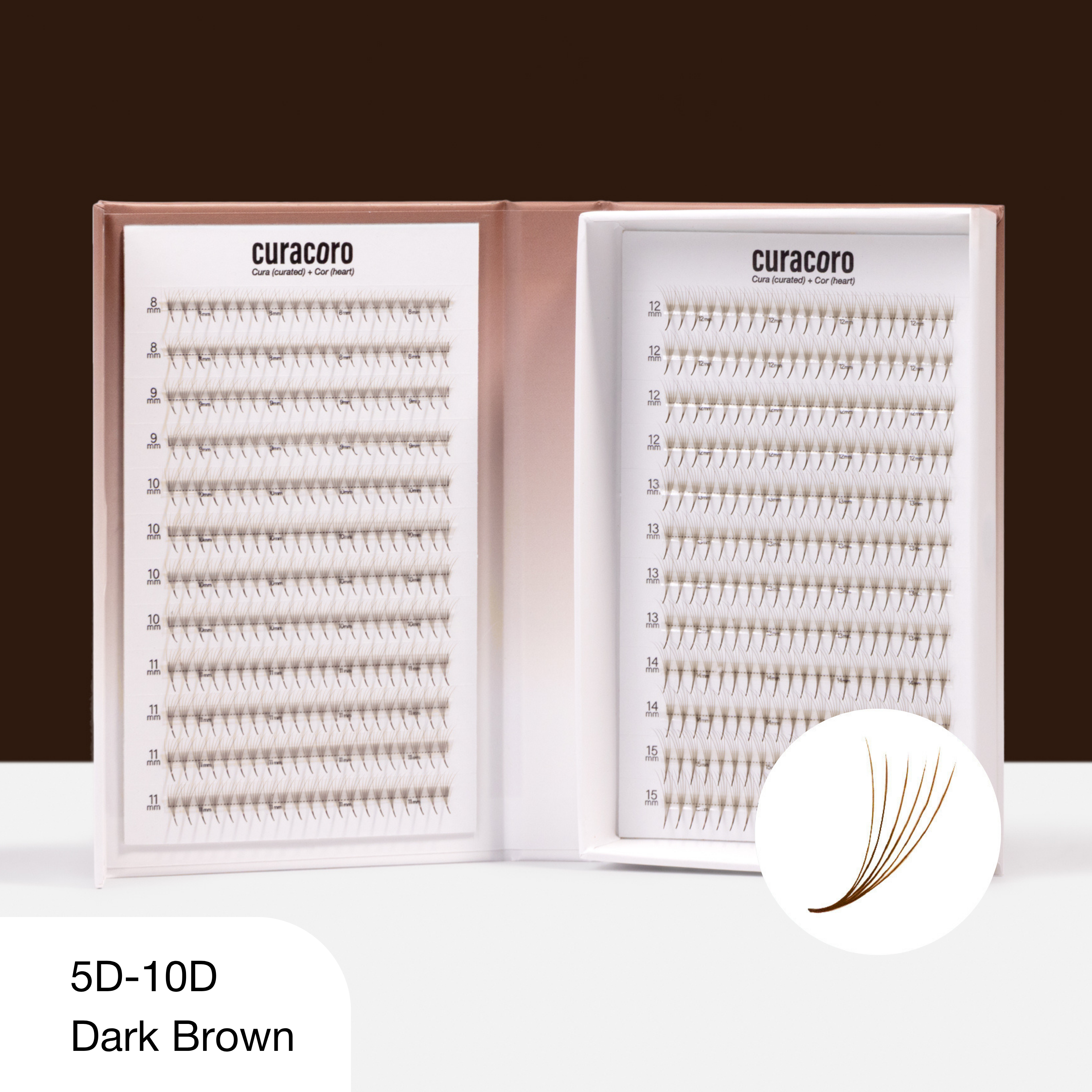 Bouquets Préfaits Étroits | LashFolio Brun foncé 5D (504 éventails)