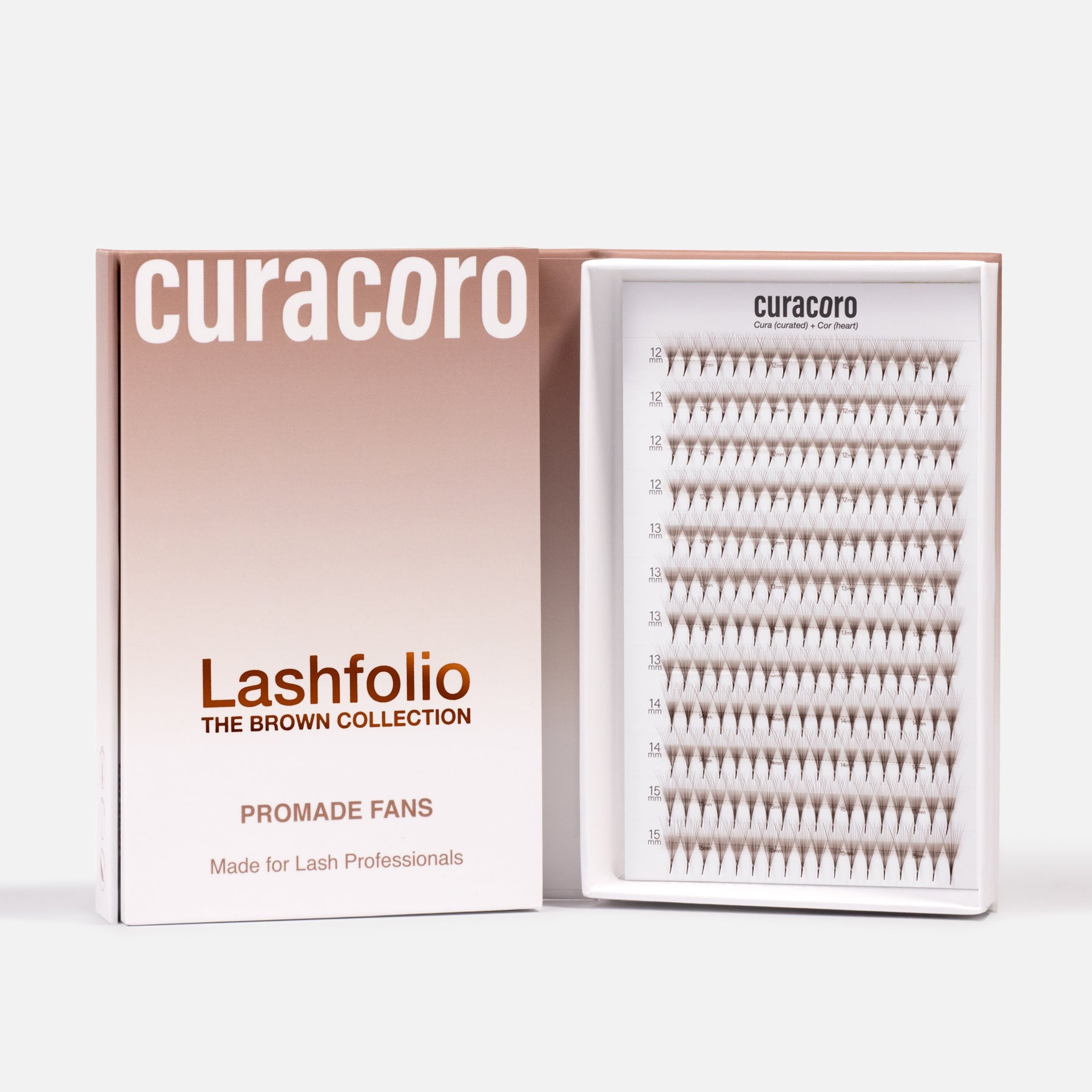 Bouquets Préfaits Étroits | LashFolio Brun foncé 10D (480 éventails)