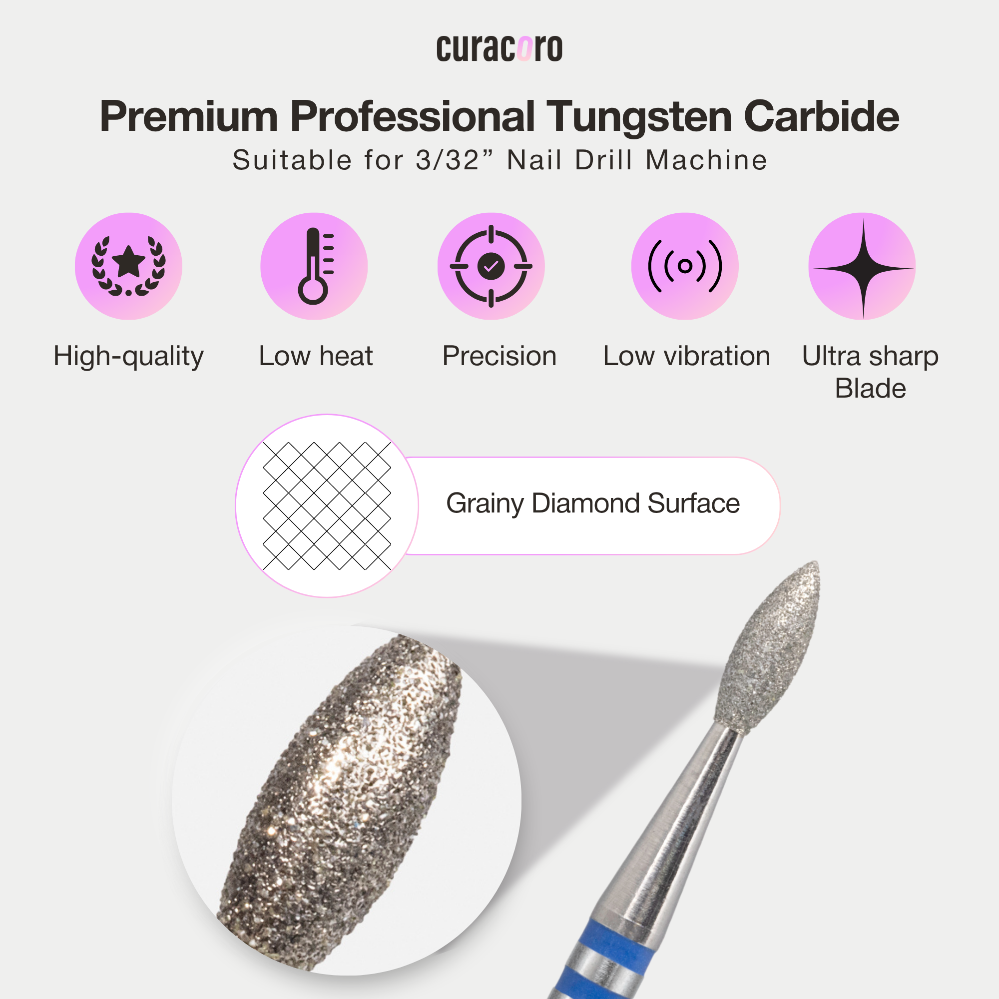 Embout cuticule – Embout diamant 2,1×5,7 mm (Nib) - Moyen/Fin