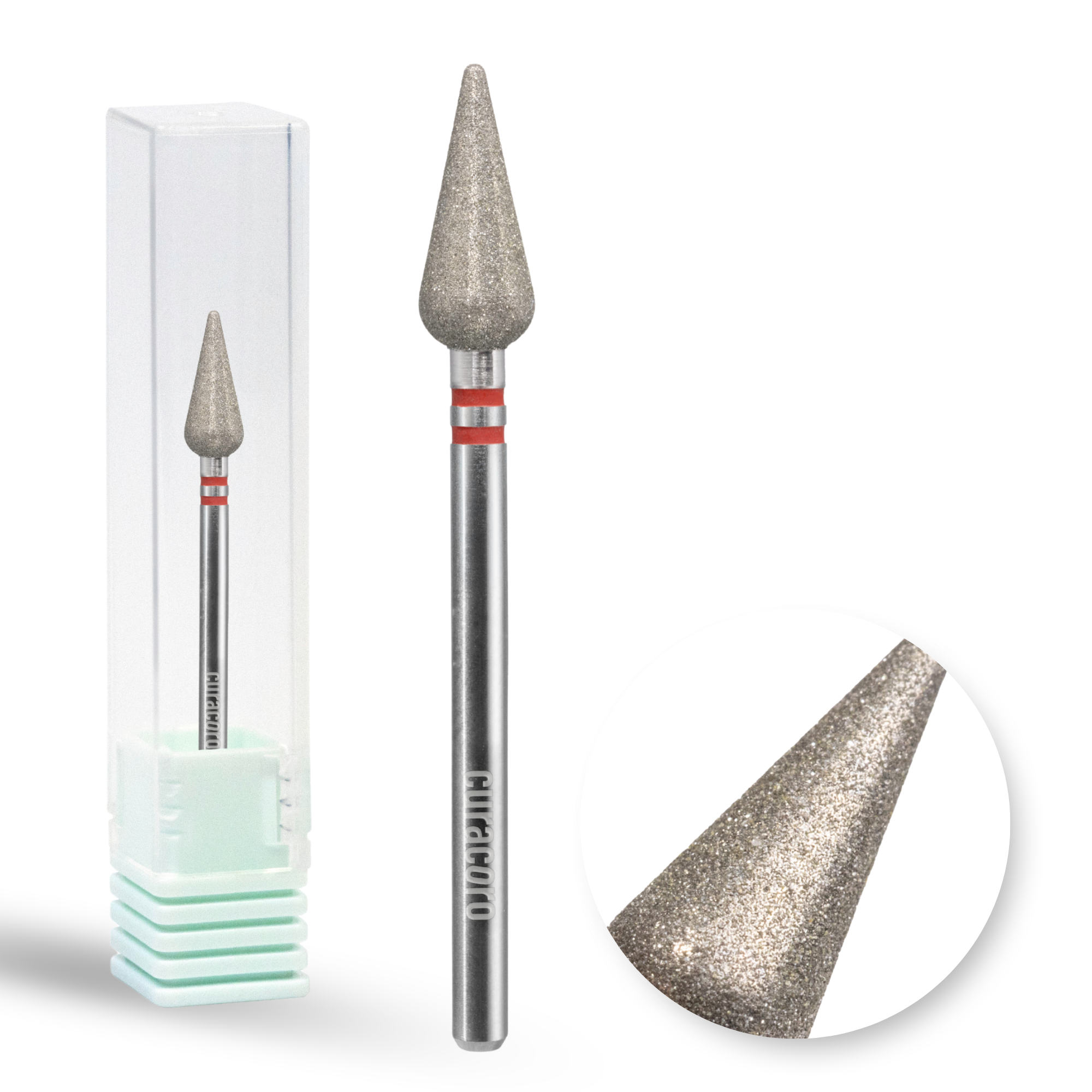 Embout cuticule – Embout diamant 5×12mm (forme bourgeon / flamme) - Moyen/Fin