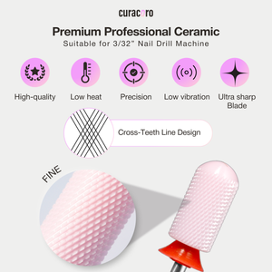 Embout de perceuse pour ongles en céramique – Grand cylindre à surface lisse – Pointe fine 3/32