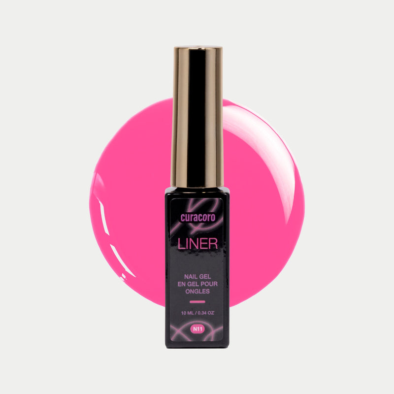 Midnight Glow Collection – Liner Nail Gel N11 Bottle & Drop Over Light Background