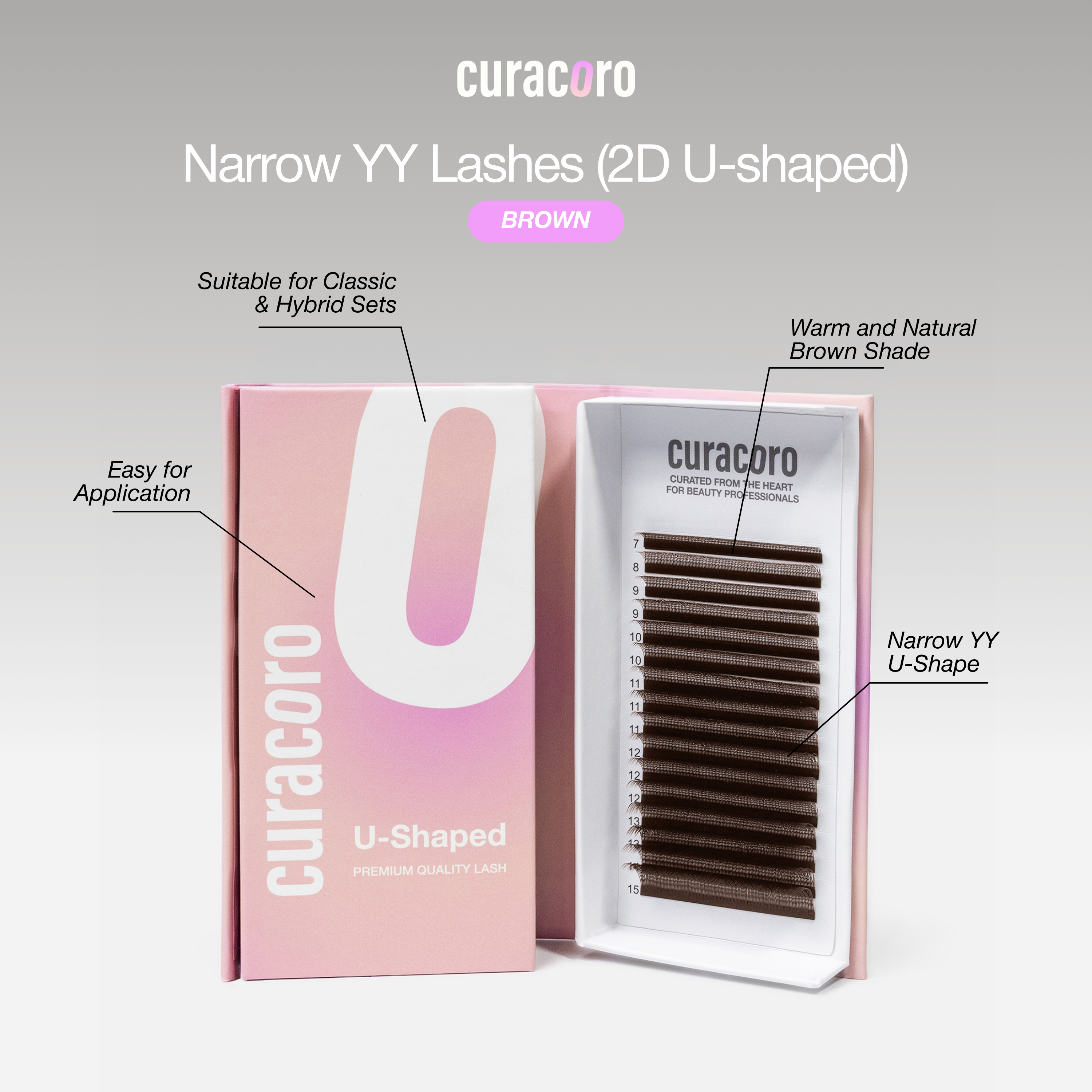 Cils Narrow YY (forme en U 2D) – Brun