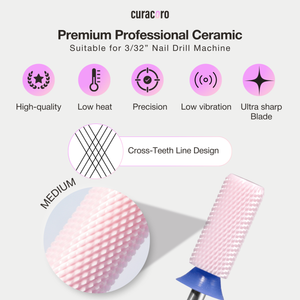 Embout de perceuse pour ongles en céramique – Petit cylindre chanfreiné – Grain moyen 3/32"