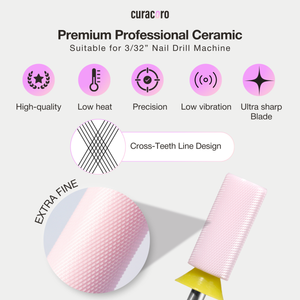 Embout de perceuse pour ongles en céramique – Petit cylindre chanfreiné – Grain extra-fin 3/32"