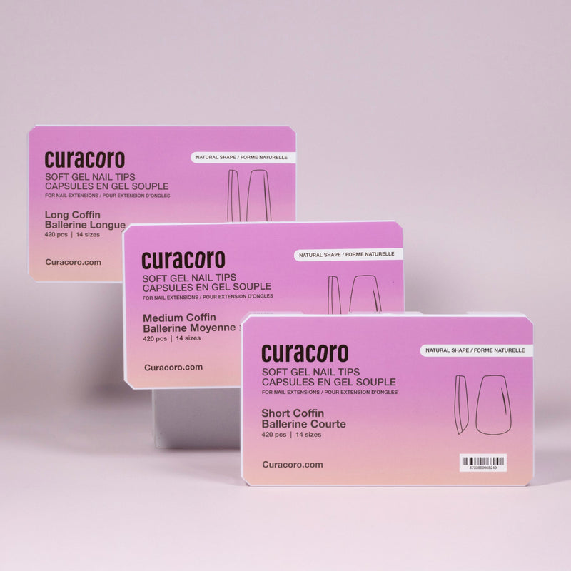 Curacoro Natural Soft Gel Tips - Coffin