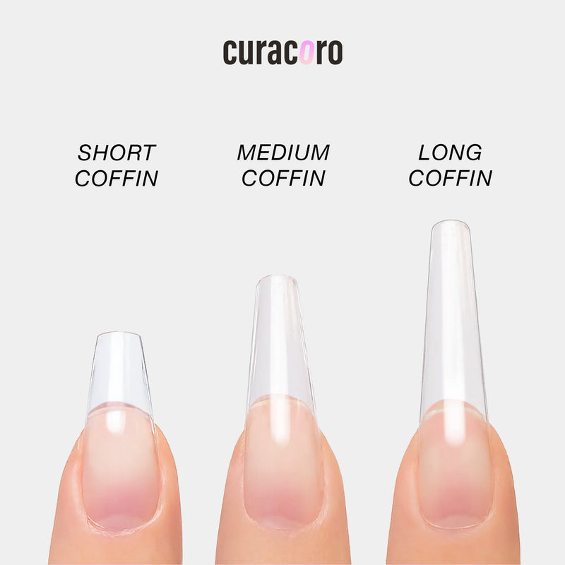 Curacoro Natural Soft Gel Tips - Coffin