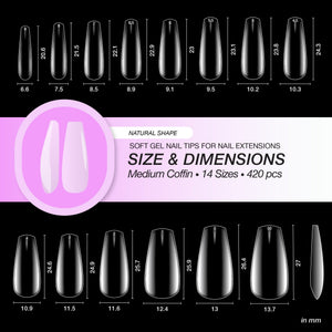 Curacoro Natural Soft Gel Tips - Coffin