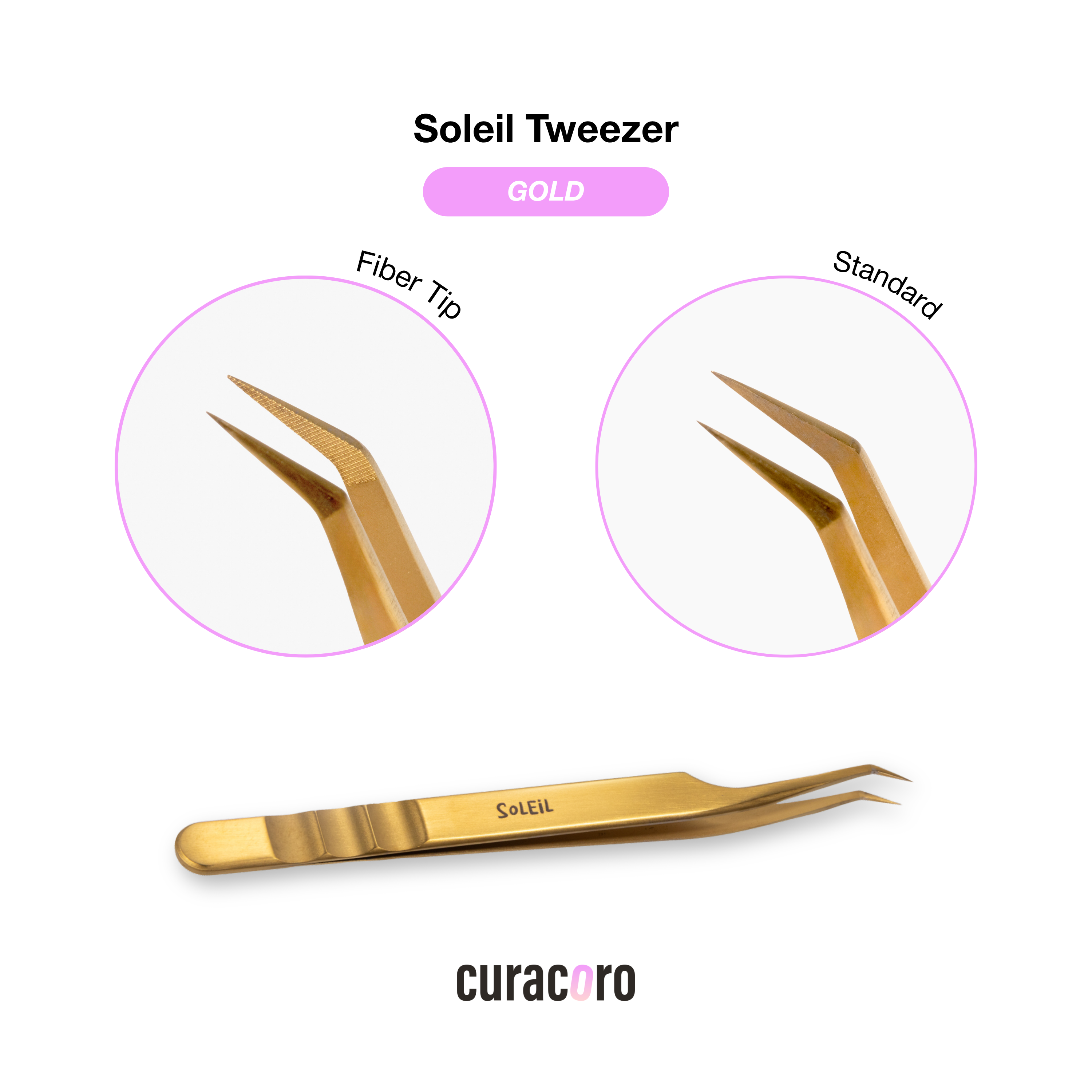 Soleil 50° Short Tip Tweezer – Firm Lash Control | Curacoro