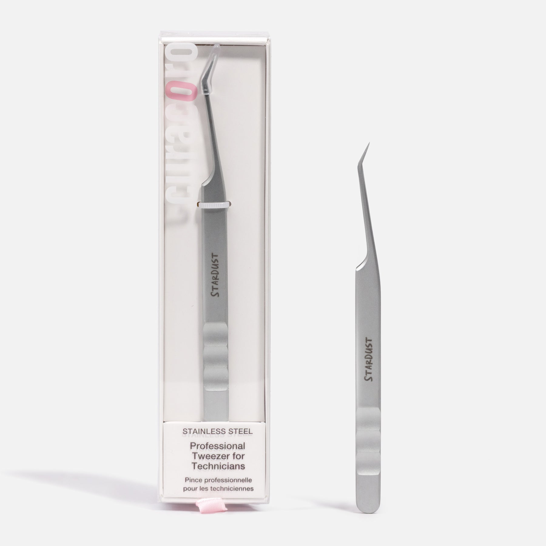 StarDust 40° Lash Tweezer – Boot-Curved Hybrid for Promades | Curacoro