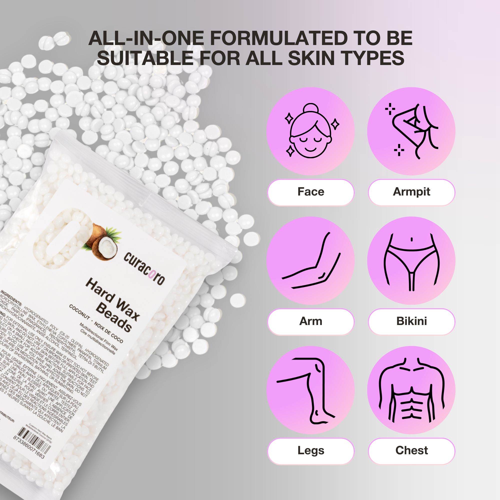 Curacoro Perfect Touch - Cire pelable multidirectionnelle – Noix de coco