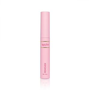 Pink tube of Quickie by LLBA Remover, 5 mL, over a white background. 