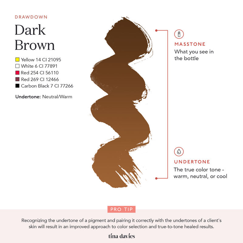 Dark Brown Brow Pigment showing undertone for recognition