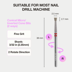 Embout cuticule – Embout diamant 2,5×2,7 mm (cône micro / cône inversé) – Fin