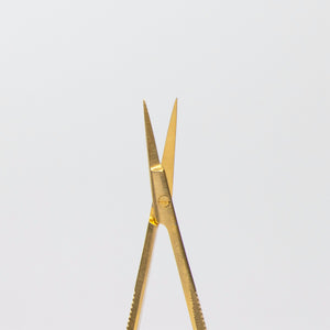 Gold Eyebrow Scissors with tip close up.