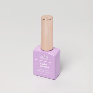 LLBA Lavish Lavender Gel Polish bottle on a light background.