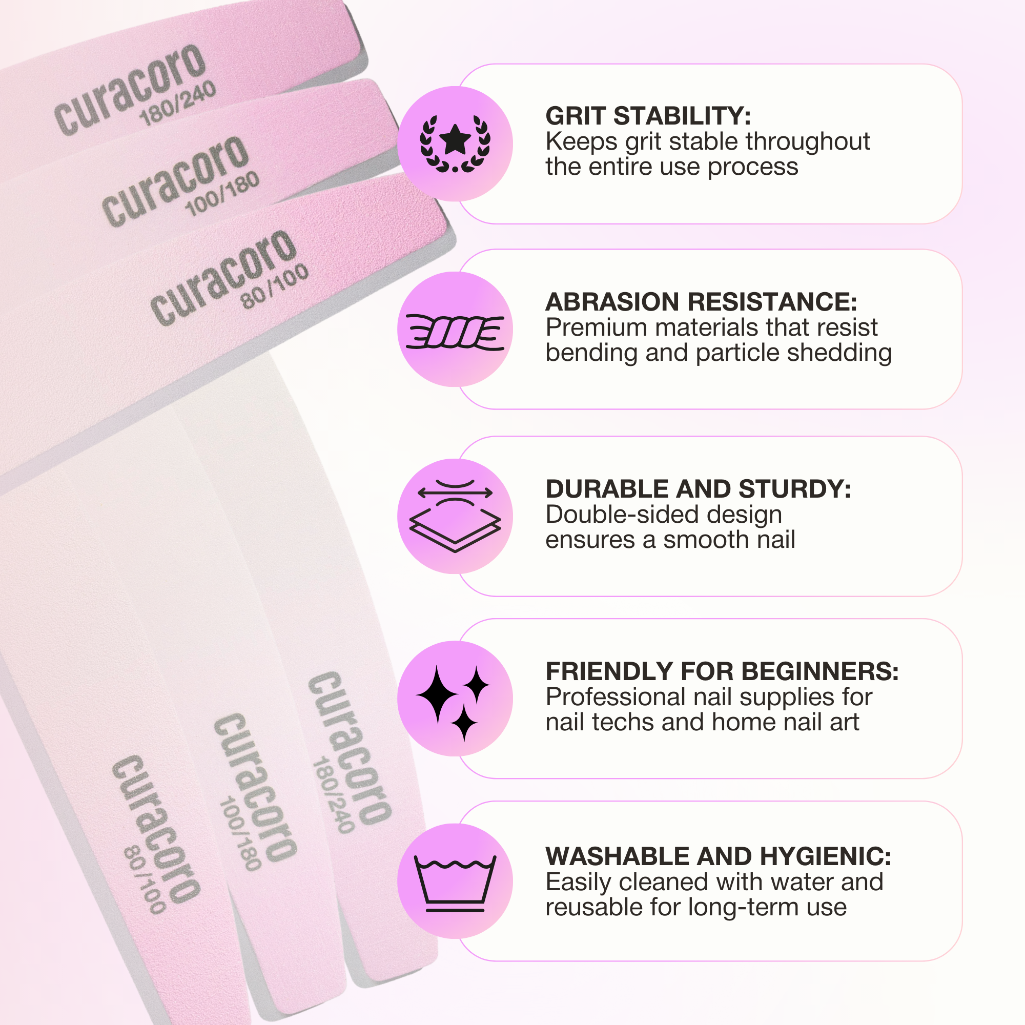 Limes à ongles double face - Qualité professionnelle | Lot de 10