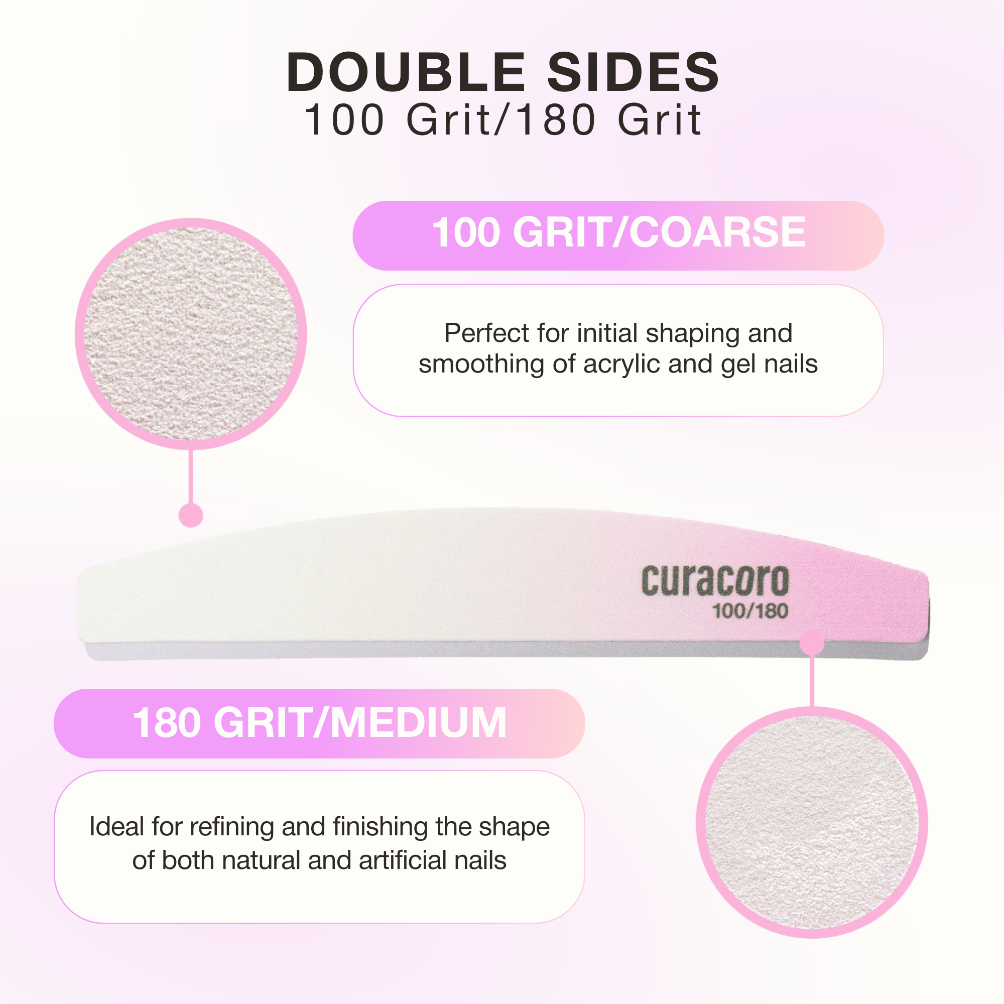 Limes à ongles double face - Qualité professionnelle | Lot de 10