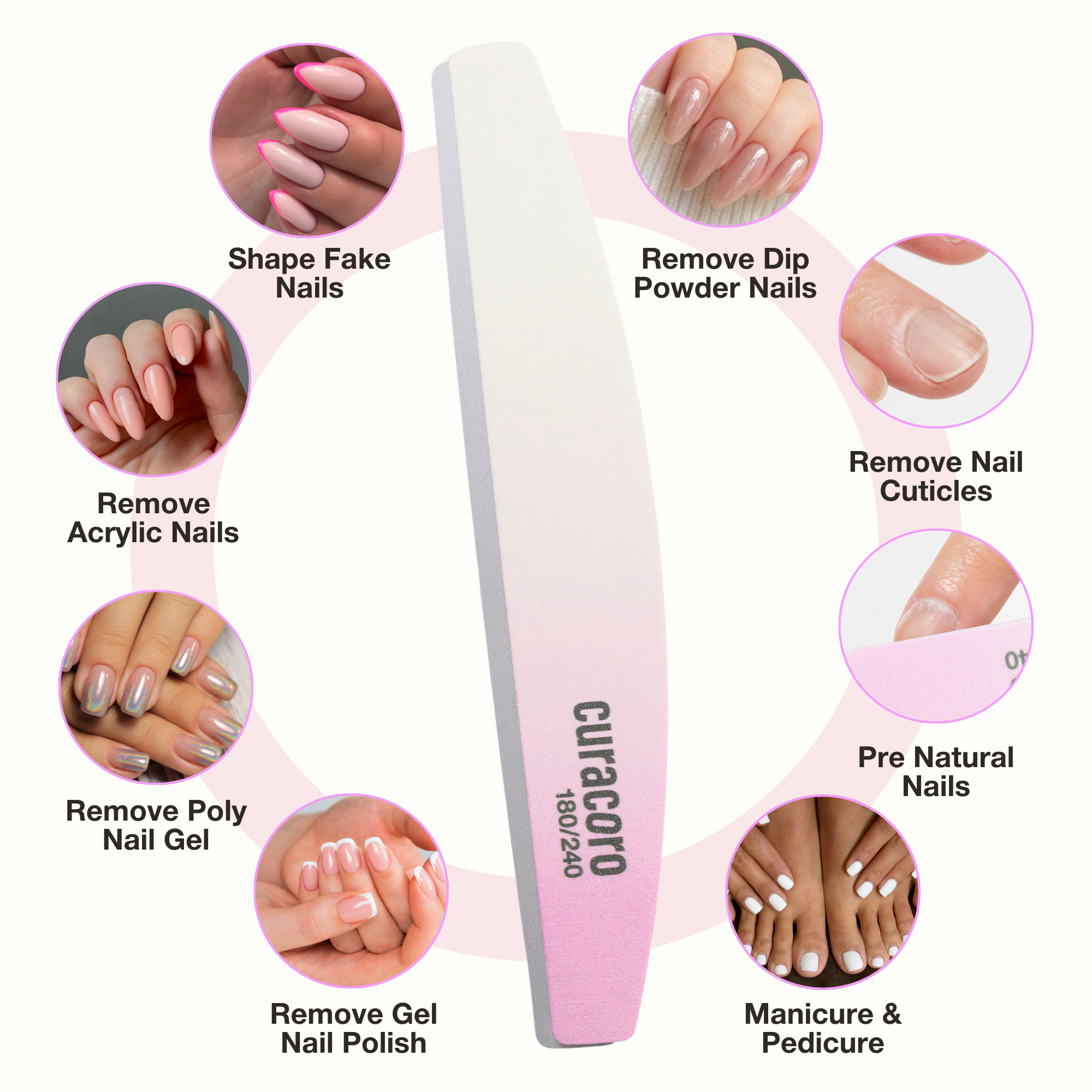 Limes à ongles double face - Qualité professionnelle | Lot de 10