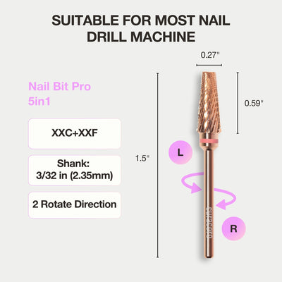 Cuticle Nail Drill Bit - Nail Bit Pro 5in1 XXC+XXF