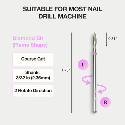 Cuticle Nail Drill Bit - Flame Polygon Bits 1.2mm