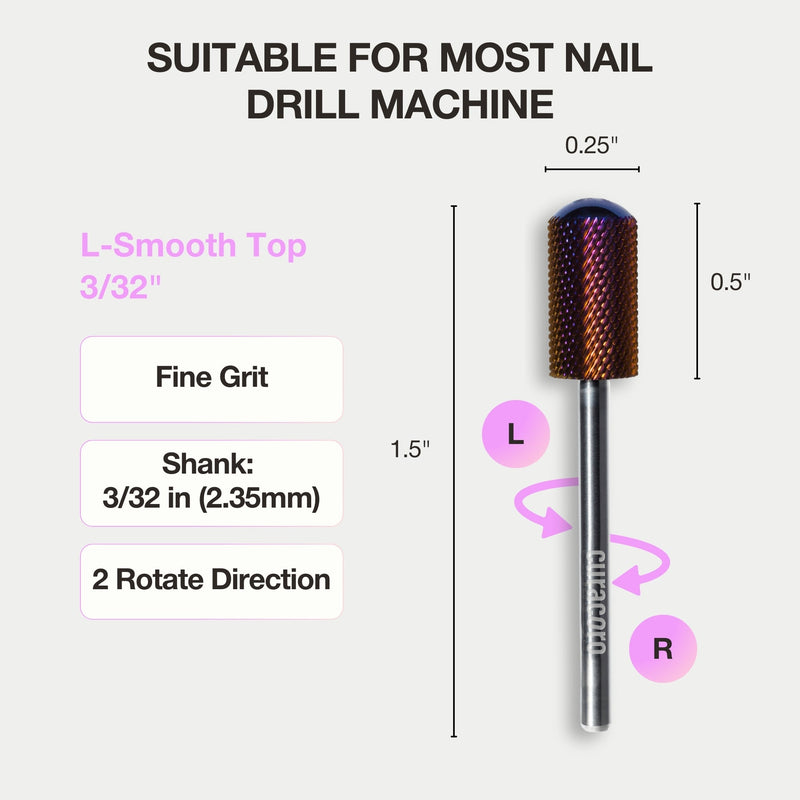 Nail Drill Bit L-Smooth Top Nail Dril Bit (Fine) 3/32"