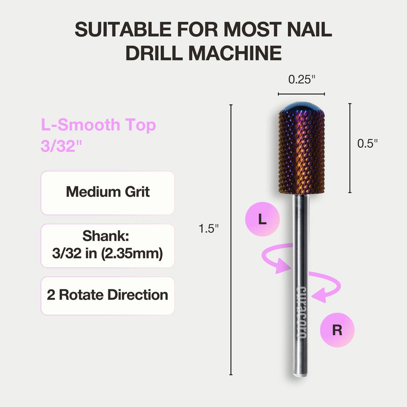 Nail Drill Bit L-Smooth Top - (Medium) 3/32"