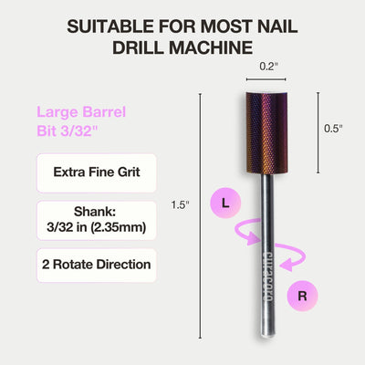 Nail Drill Bit - Large Barrel Bit (Extra Fine) 3/32"