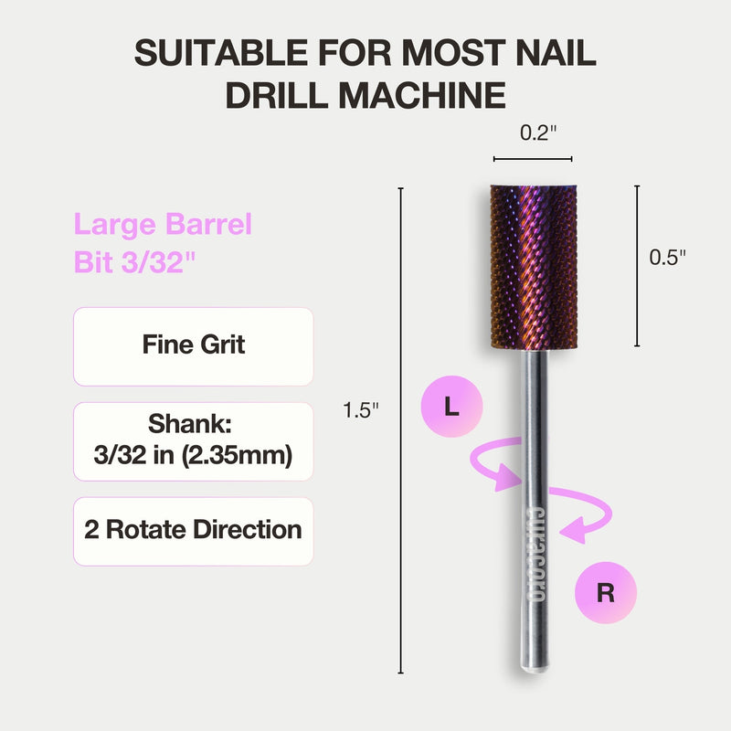 Nail Drill Bit - Large Barrel Bit (Fine) - 3/32"