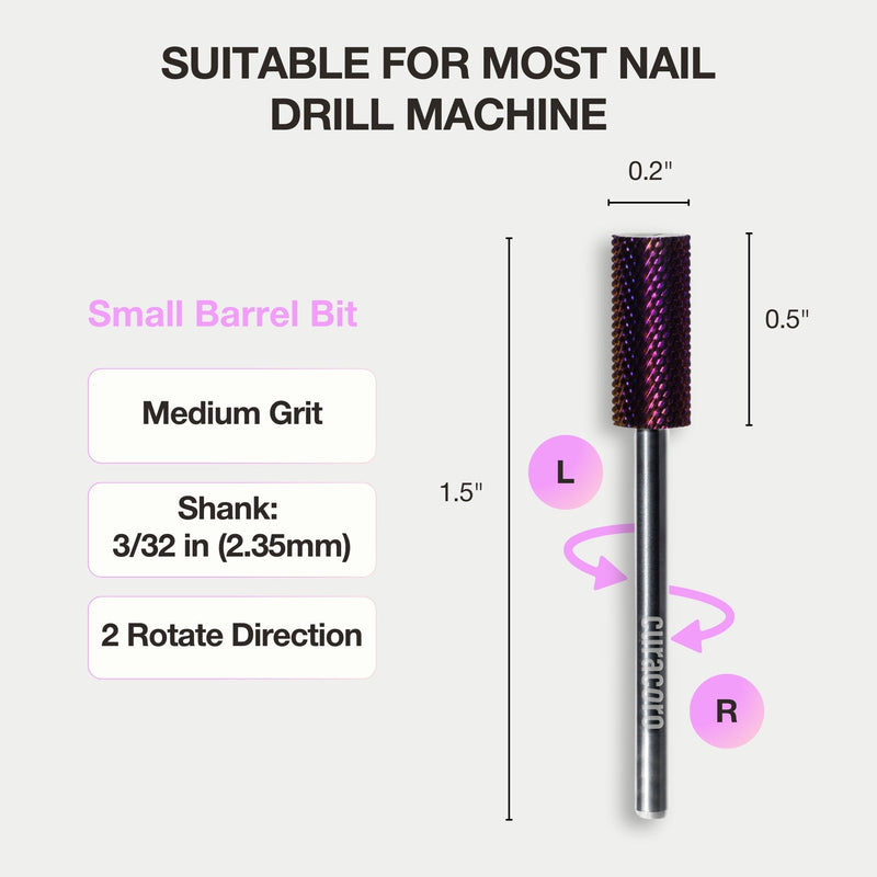 Nail Drill Bit Small Barrel Bit (Medium) 3/32"