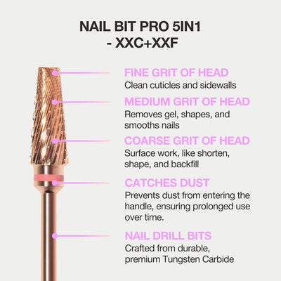 Cuticle Nail Drill Bit - Nail Bit Pro 5in1 XXC+XXF