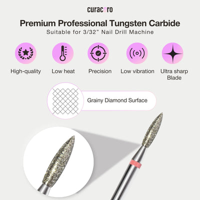 Cuticle Nail Drill Bit - Diamond Bit - 2.1mm - (Flame Shape) - Coarse